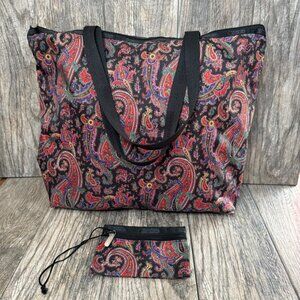 LeSportsac Weekender Carry on Travel Floral Paisley w/ Small Pouch 19in x 15in